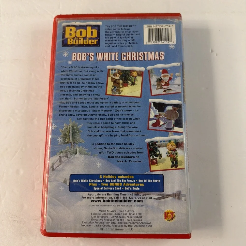 Bob the Builder  Bob's White Christmas VHS Movie VTG 2001 Animated Red Clamshell